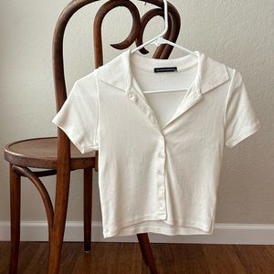 Brandy Melville Button Up Short Sleeve Tee